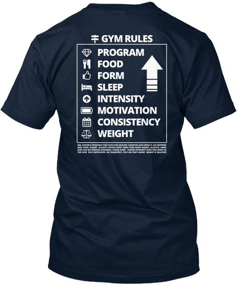 Gym Rules! New Navy T-Shirt Back