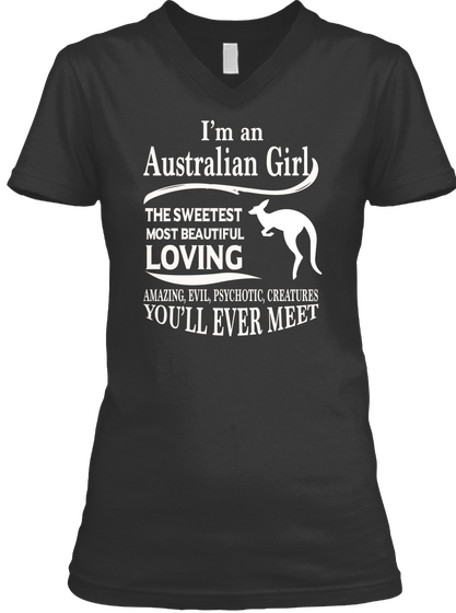 I'm An Australian Girl 077 Black T-Shirt Front