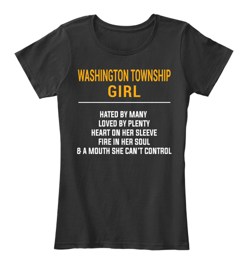 Washington Township Nj Girl   Heart On Sleeve. Customizable City Black áo T-Shirt Front