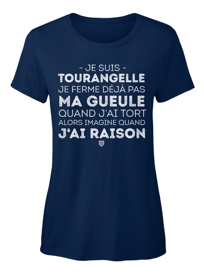 Je Suis Tourangelle.  Navy Camiseta Front