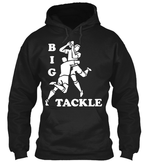 Rugby Big Tackle Black T-Shirt Front
