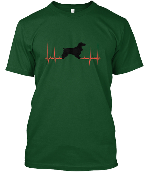 Heartbeat Cocker Spaniel Forest Green  T-Shirt Front