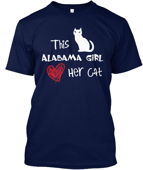 This Alabama Girl Loves Cat Navy T-Shirt Front