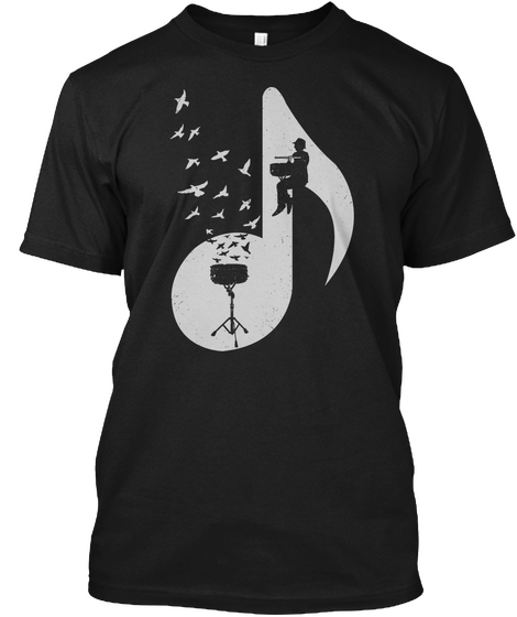 Musical Note   Snare Drum Black T-Shirt Front
