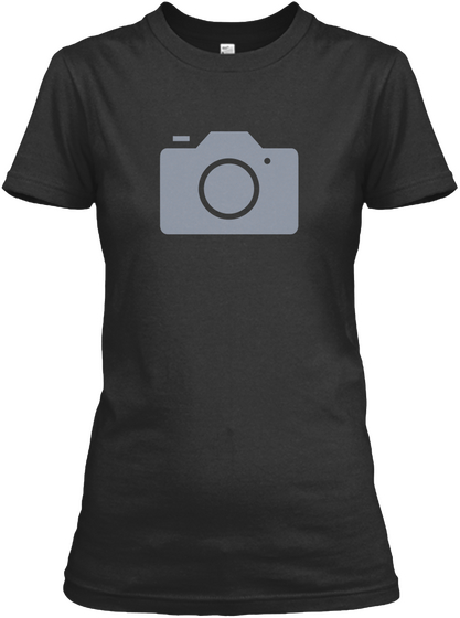 Camera Icon   Womens Black Camiseta Front