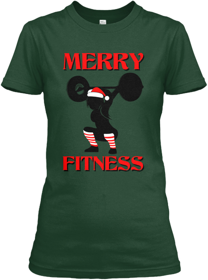 Merry Fitness Forest Green áo T-Shirt Front