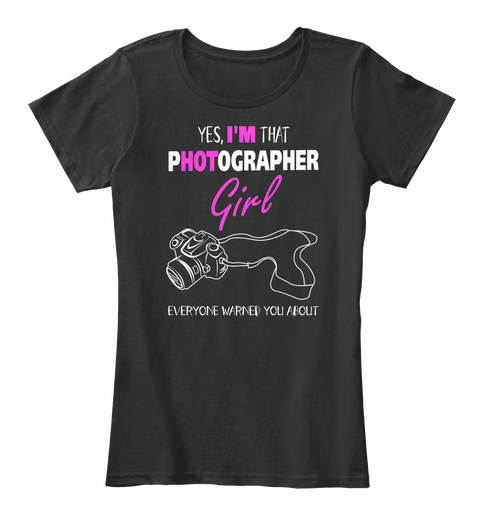 Photographer Girl Black T-Shirt Front