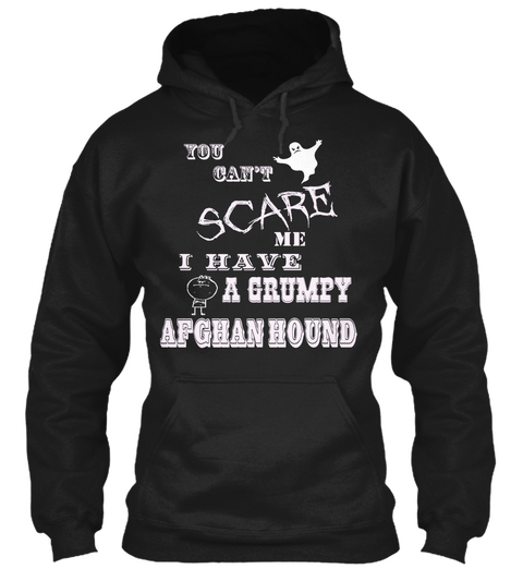 Scare Grumpy Afghan Hound Black T-Shirt Front