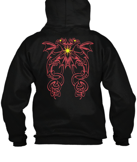Double Red Dragon Hoodie Black T-Shirt Back