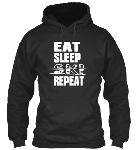 Eat Sleep Ski Repeat Jet Black T-Shirt Front