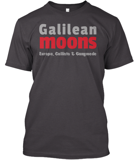 Galilean Moons Europa,Callisto&Ganymede Heathered Charcoal  T-Shirt Front