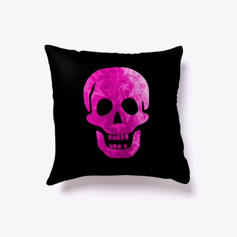 Pink Starshine Skull Halloween Pillow Black T-Shirt Front