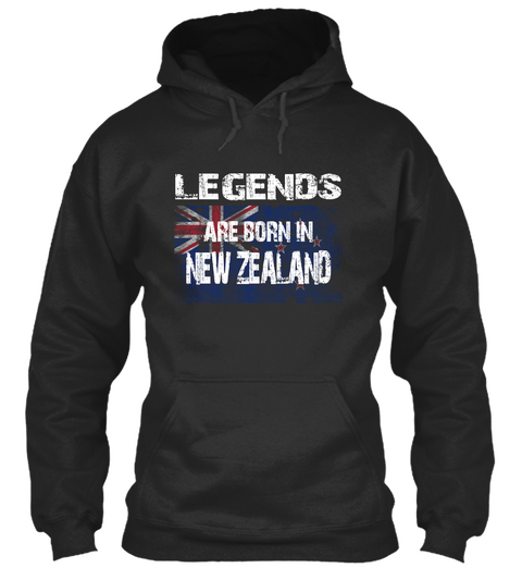 Legends Are Born In New Zealand Jet Black T-Shirt Front
