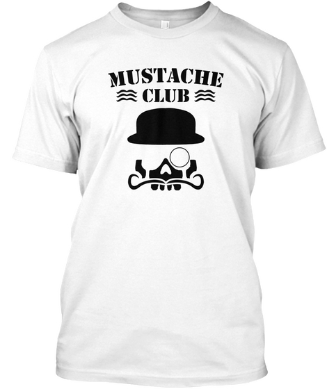 Mustache Club White T-Shirt Front