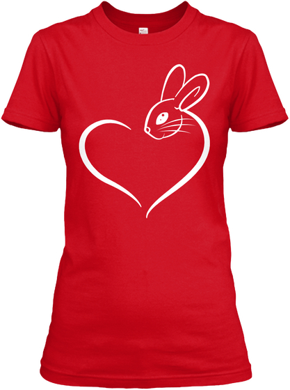 Rabbit Heart T Shirt Red T-Shirt Front