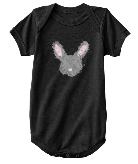 Rabbit Watercolor   Baby Onesie Black T-Shirt Front
