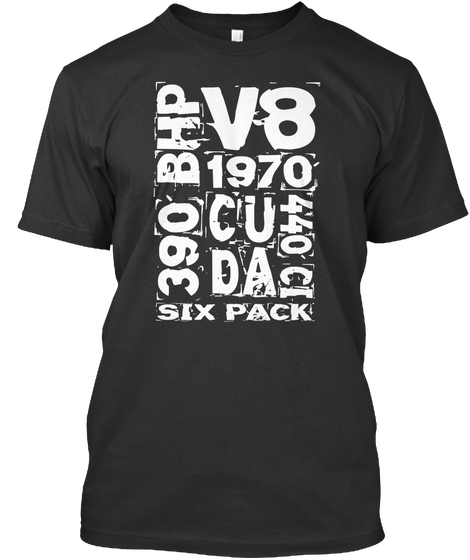 390 Bhp V8 1970 Cu Da 440 Ci Six Pack Black Camiseta Front