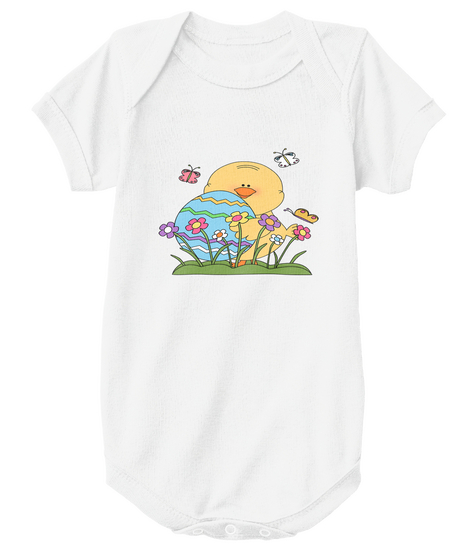 Easter Chick Baby One Piece Tee White Camiseta Front