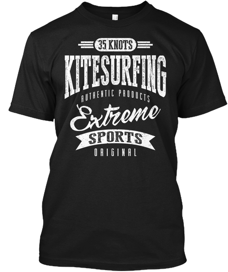 35 Knots Kitesurfing T Shirt Black T-Shirt Front