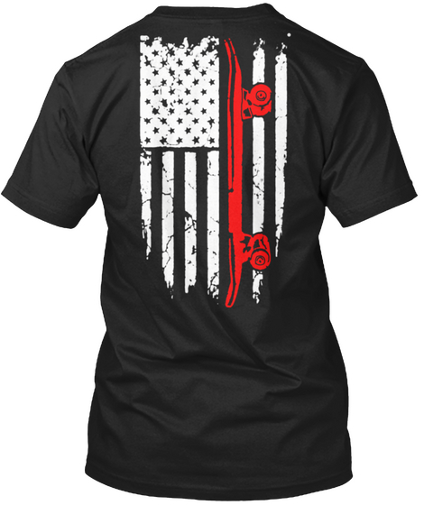 Skateboarding America Flag Shirt Black Kaos Back