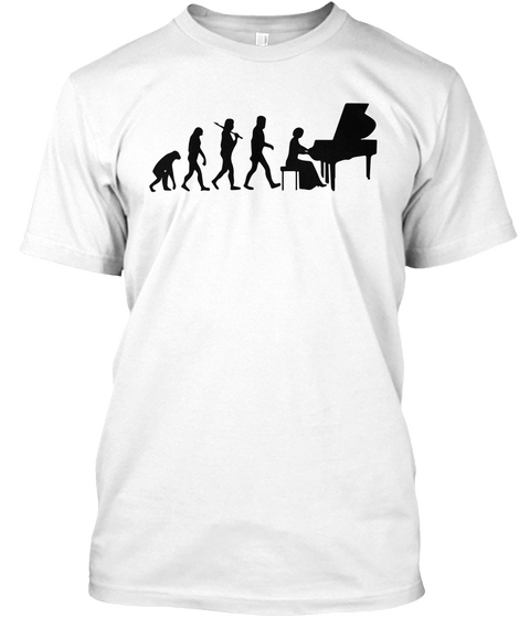 Piano Player Evolution Funny Music T Shirt White Camiseta Front