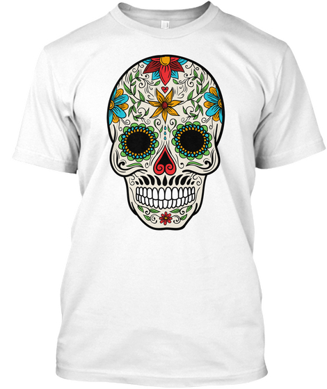Floral Sugar Skull (Haunting Collection) White T-Shirt Front