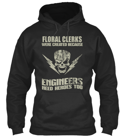 Floral Clerks Jet Black T-Shirt Front