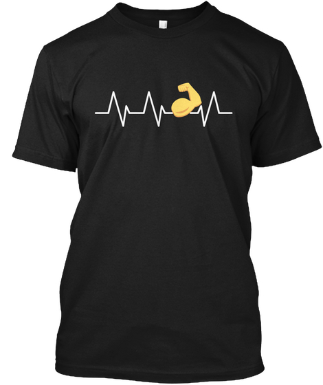 Body Building Heartbeat Tshirt Black Camiseta Front
