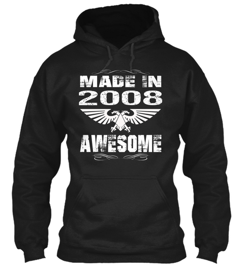 Birth Year 2008 Born In 2008 Black T-Shirt Front