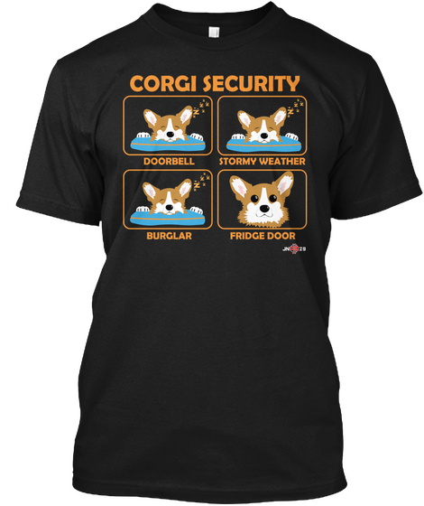 Corgi Security Funny Corgi T Shirt Black T-Shirt Front