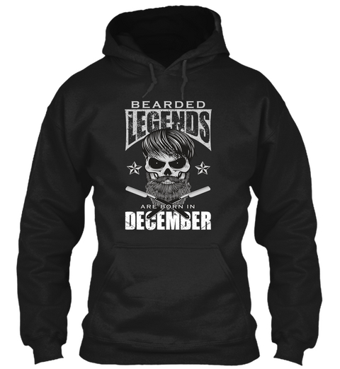 Bearded Legends Are Born In December Black T-Shirt Front