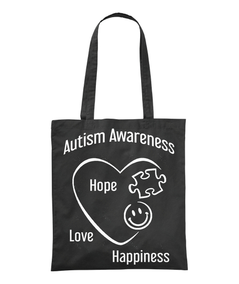 Autism Awareness Hope Love Happiness Black Camiseta Front