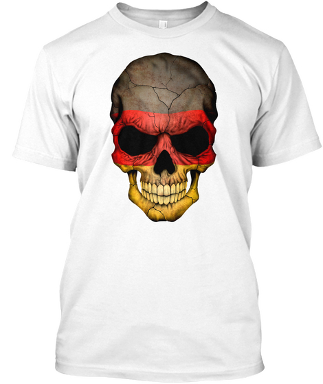 German Flag Skull White T-Shirt Front