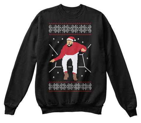 Hotline Bling Christmas Sweater Black Kaos Front