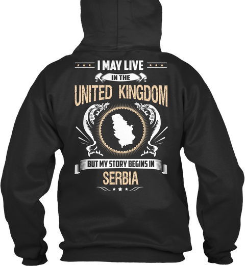 Serbia Begins In Uk Jet Black Camiseta Back