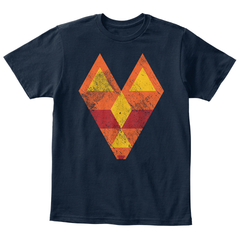 Geometric Fox   Kids New Navy T-Shirt Front