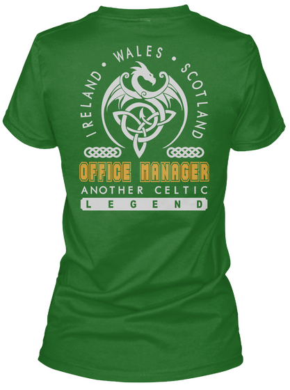 Office Manager Legend Patrick's Day T Shirts Irish Green T-Shirt Back