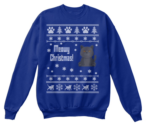 Meowy Christmas! Deep Royal  T-Shirt Front