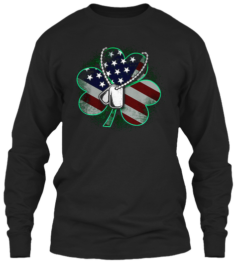 Veteran St. Patrick's Day Clover Black T-Shirt Front
