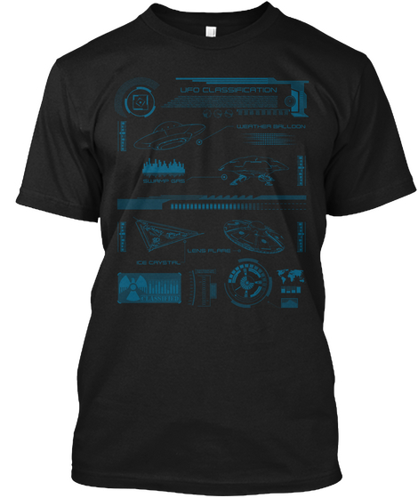 Extraterrestrial Ship Classification Black T-Shirt Front