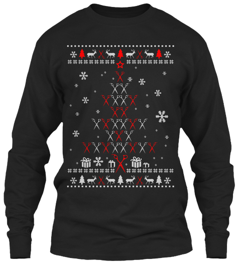 Christmas Barber Sweater Black T-Shirt Front