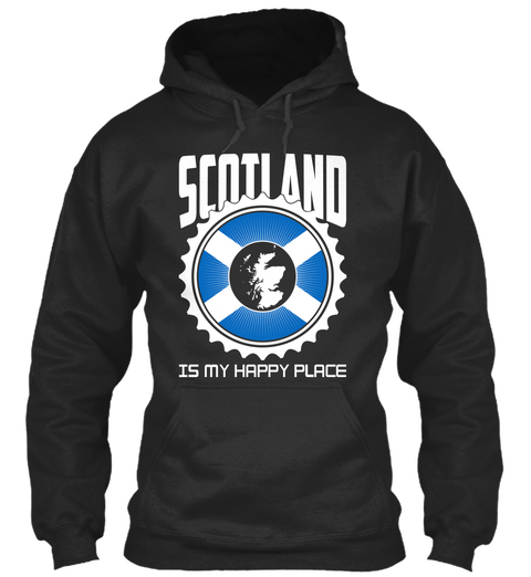 Scotland Is My Happy Place Jet Black T-Shirt Front