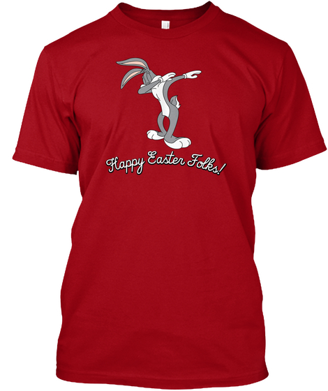 Dabbing Easter Bunny Deep Red T-Shirt Front