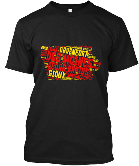 Iowa Cyclone Colors Wordart Tshirt Black T-Shirt Front