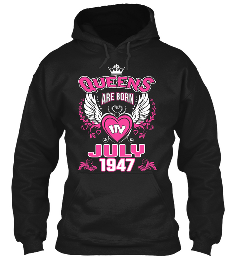 Queens Are Born In July 1947 Black áo T-Shirt Front