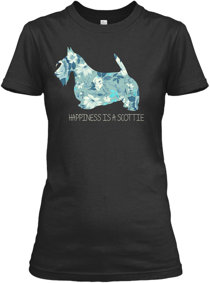 Happiness Is A Scottie Black T-Shirt Front