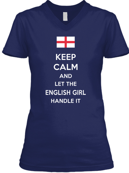 Keep Calm And Let The English Girl Handle It Navy Camiseta Front