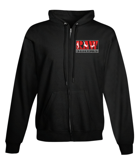 Raw Unisex Zip Hoodie   Raw Adrenaline Black T-Shirt Front