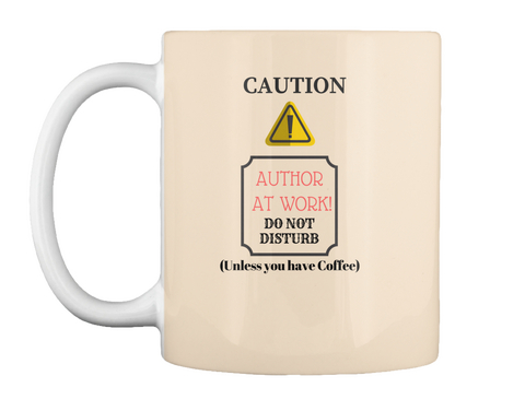 Caution Author At Work Coffee Fan Creme Camiseta Front