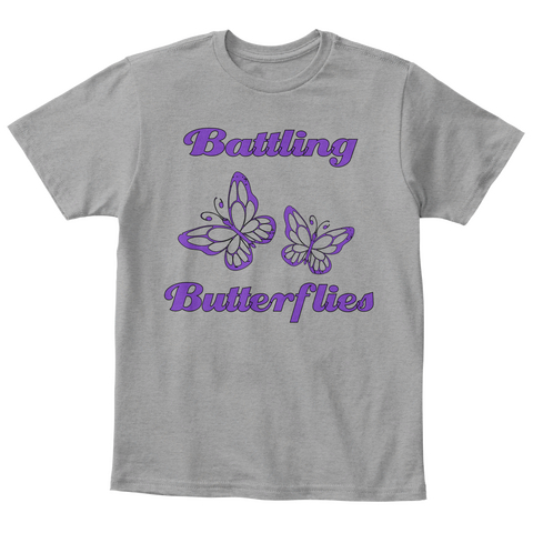 Battling Butterflies Light Heather Grey  Camiseta Front